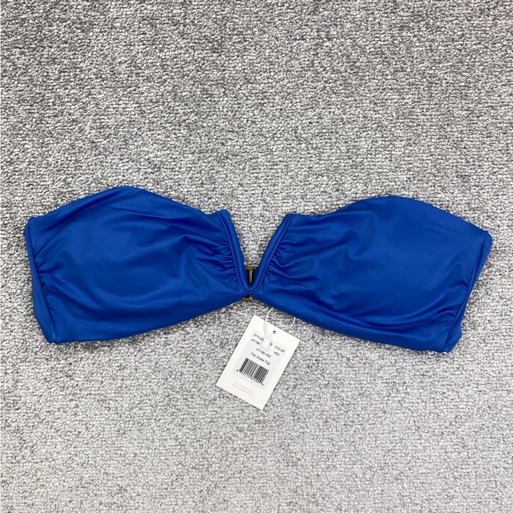 Andie The Scala Top Extra Large Blue Bandeau V Neck Underwire Swim AT188-HRZ